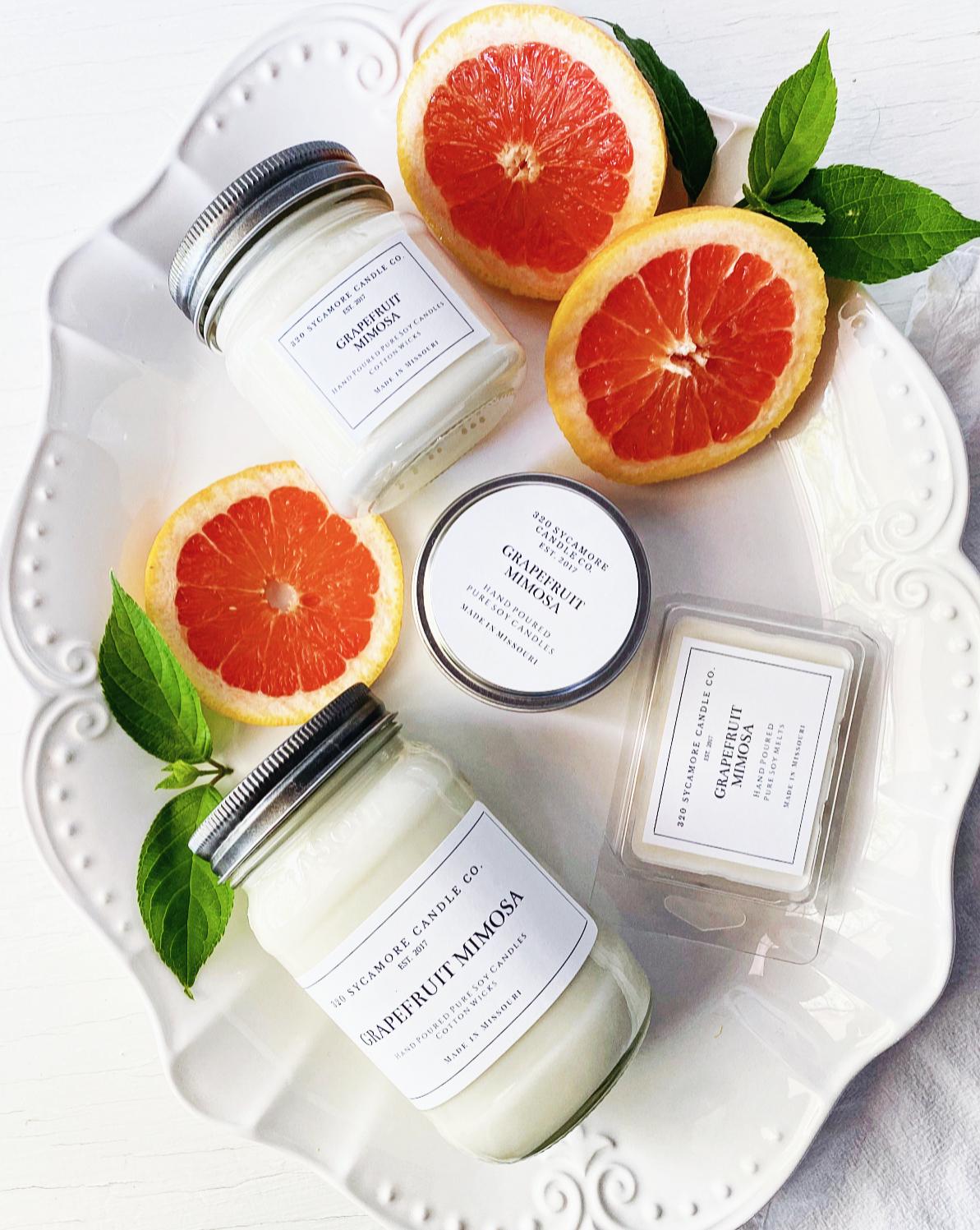 Grapefruit Mimosa Hand Poured Pure Soy Candles and Melts
