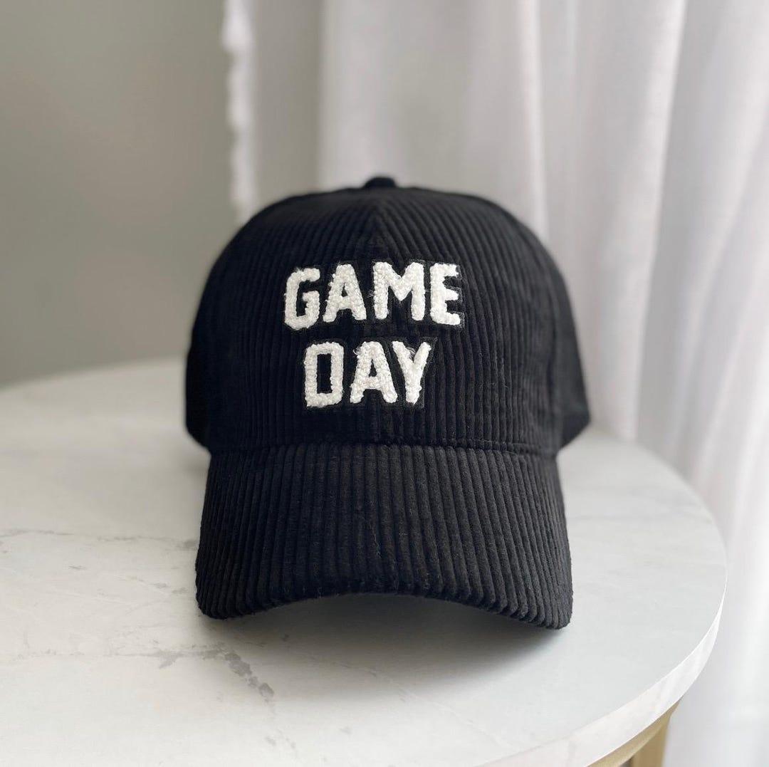 Embroidered Game Day Corduroy Hat - Relaxed Fit Baseball Cap 