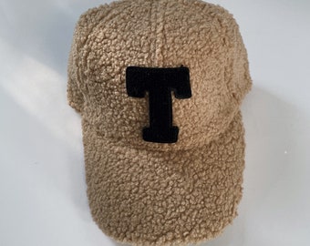 Letter T Teddy Hat, Teddy Baseball Cap, Patched Letter T Cap