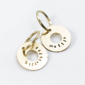 Personalized Hand Stamped Brass Cat Tag, Custom Pet ID, Cat ID Tag, Cat Collar Name Tag,  Dog ID Tag - Metal Pet Tag, with your email&tel.