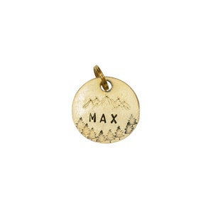 Personalized Hand Stamped Dog Tag, Custom Pet ID, Dog ID Tag , Dog Collar Name Tag , Mountain Dog Tag, Brass Dog Tag, (stamp front&back)