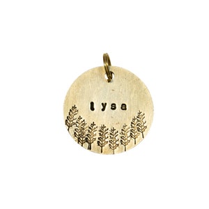 Personalized Hand Stamped Dog Tag, Custom Pet ID, Dog ID Tag , Dog Collar Name Tag , Mountain Dog Tag, Brass Dog Tag, (stamp front&back)