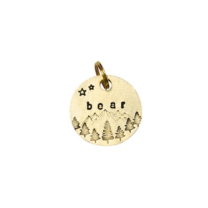 Personalized Hand Stamped Dog Tag, Custom Pet ID, Dog ID Tag , Dog Collar Name Tag , Mountain Dog Tag, Brass Dog Tag, (stamp front&back)