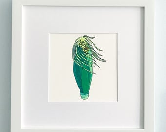 Maíz Exótico - Whimsical Vegetable Illustration Matted Print