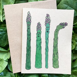 Quatuor d’asperges - 4,25 x 5,5 dans Whimsical Vegetable Blank Recycled Paper Notecard