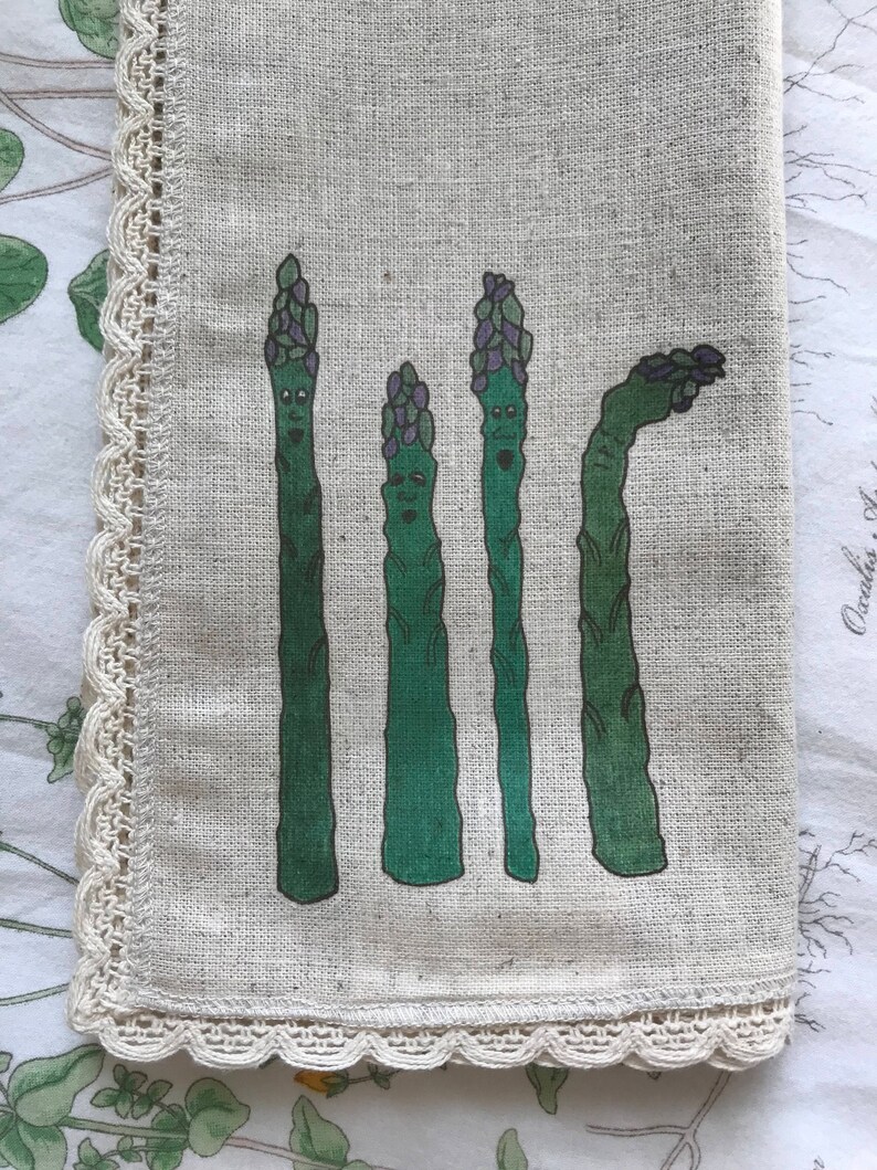 Whimsical Vegetable Hemp Napkin Set of Four