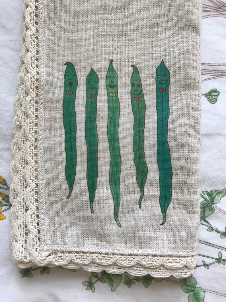 Whimsical Vegetable Hemp Napkin Set of Four