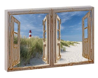 Bild auf Leinwand Fensterblick Toskana Kunstdruck Poster XXL 120 cm*80 cm 669
