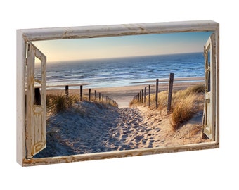 Bild auf Leinwand Fensterblick Toskana Kunstdruck Poster XXL 120 cm*80 cm 669