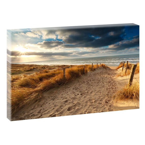 On The Beach 2 Image Beach Sea Stretcher Canvas Poster Xxl 1 Etsy
