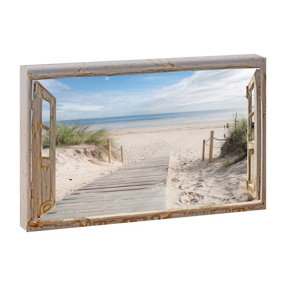 Window Image Path To The Beach Picture Beach Sea Stretcher Etsy