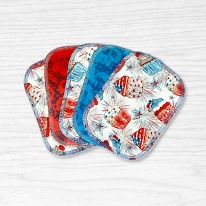 Cloth Wipes Set of Five Reusable Wipes 2-Ply Cotton Knit Organic Bamboo Velour Washable Wipes