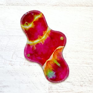 10&quot; Moderate Reusable Cloth Pad Glowing Coral Waves Organic Bamboo Velour