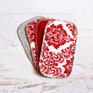 Cloth Wipes Set of Four 2-Ply Flannel 3&quot;x6&quot; Boho Red