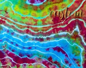 CUSTOM Cloth Pad Made to Order Electric Rainbow Waves Bamboo Hemp Stretch French Terry