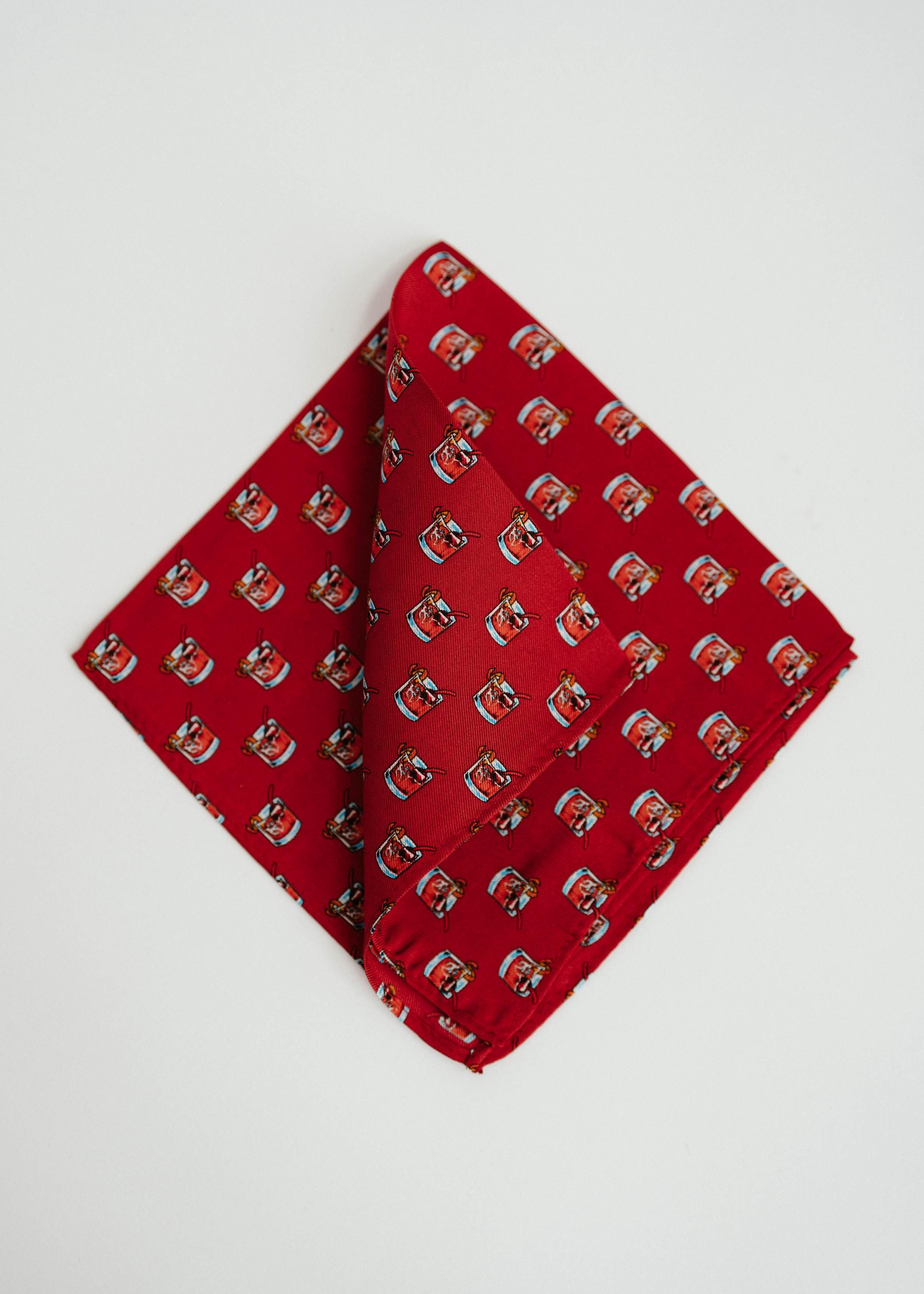 Old Fashioned Silk Pocket Square Red - Men's Handkerchief Vintage Style Wedding, horse race or Derby day accessory for southern gentlemen