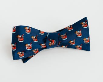 Old Fashioned Silk Bowtie - Navy Blue Bowtie for Men’s Suits, Southern Style Accessory, Wedding, Formal Wear, Horse Races & Derby