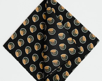 Bourbon Ball Silk Pocket Square: Black Tie Wedding Handkerchief