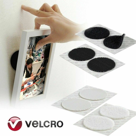 Velcro Heavy Duty Self Adhesive Stick On Coins Dots 45mm Circle White Or  Black
