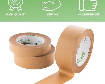 Brown Kraft Paper Tape Packing Self-Adhesive Strong Eco Packaging Parcel 100% Biodegradable 50m Rolls