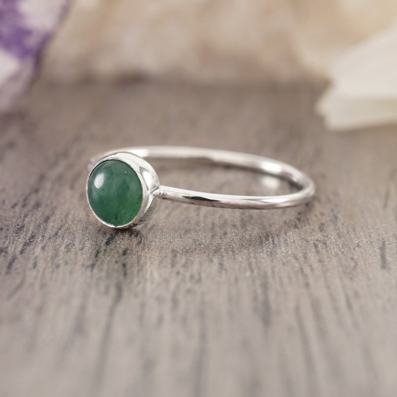 Green Aventurine and Sterling Silver Dainty Ring Made to Order