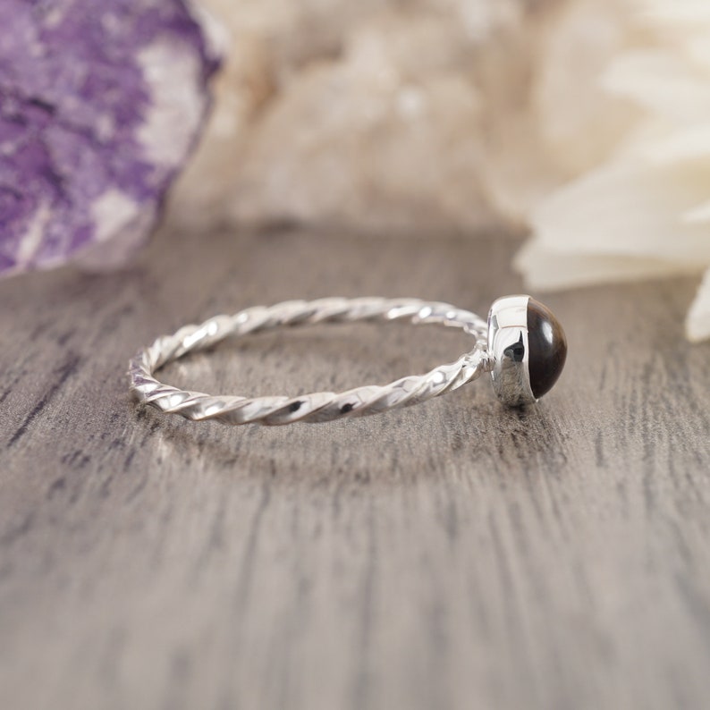 Size 9 14 Tiger Eye Sterling Silver Twisted Ring