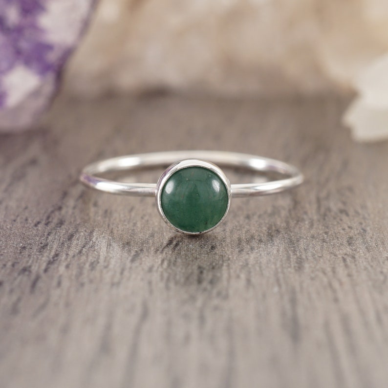 Green Aventurine and Sterling Silver Dainty Ring Made to Order