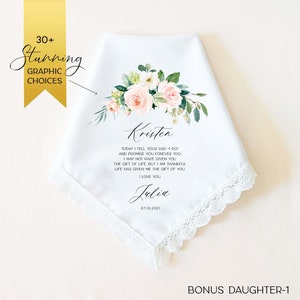 Stepdaughter Wedding Gift, Personalized Wedding Handkerchief Gift for Stepdaughter, Foster Daughter, Bonus Daughter from Stepmom, Bonus Mom