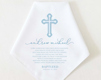 Baptism Gift Boy, Catholic, Baptism Handkerchief, Gift from Godparents, Gift from Grandparents, Christening Gift Boy, Dedication Gift Boy