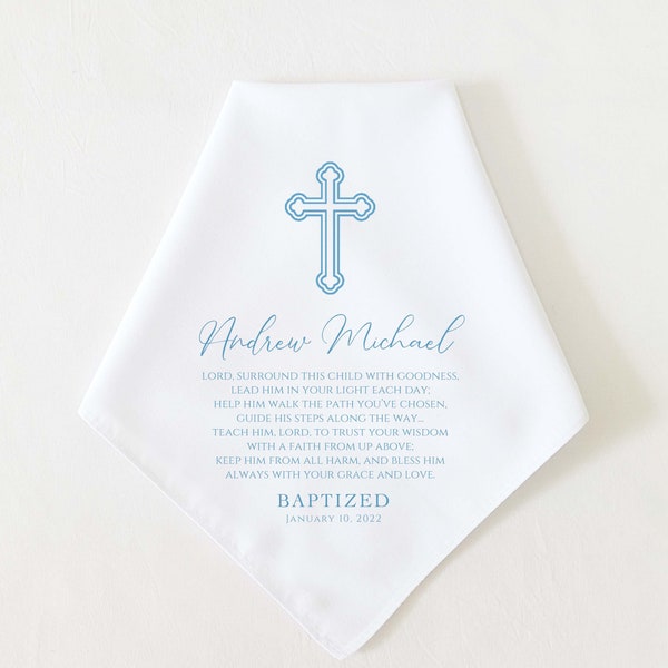 Baptism Gift Boy, Personalized Baptism Handkerchief Gift for Boy, Baptism Gift for Godson, Christening Gift for Boy, Dedication Gift for Boy