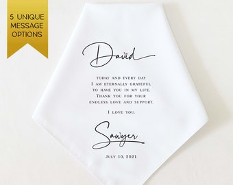 Stepfather of the Bride Gift, Stepfather of the Groom Gift, Personalized Wedding Handkerchief, Wedding Gift for Stepdad, Gift for Bonus Dad