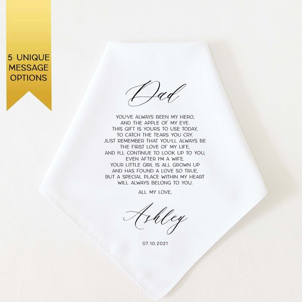 FATHER of the BRIDE Handkerchief from the Bride, Wedding Handkerchief from Daughter, Father of the Bride Gift from Bride, Wedding Gift Dad