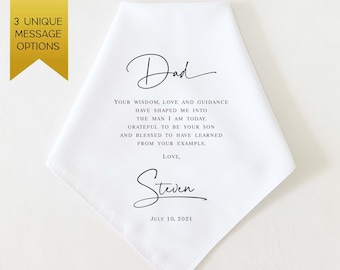 Father of the Groom Gift, Personalized Wedding Handkerchief for Father of the Groom, Wedding Gift for Dad from Son, Gift for Dad from Groom