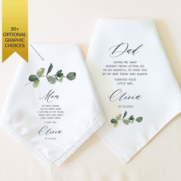 Mother of the Bride Gift, Father of the Bride Gift, Personalized Wedding Handkerchief Gift for Parents of the Bride, Wedding Gift Parents