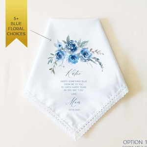 SOMETHING BLUE for Bride! Personalized Wedding Handkerchief Gift for Bride, Something Blue Gift for Bridal Shower, Gift for Bride to Be