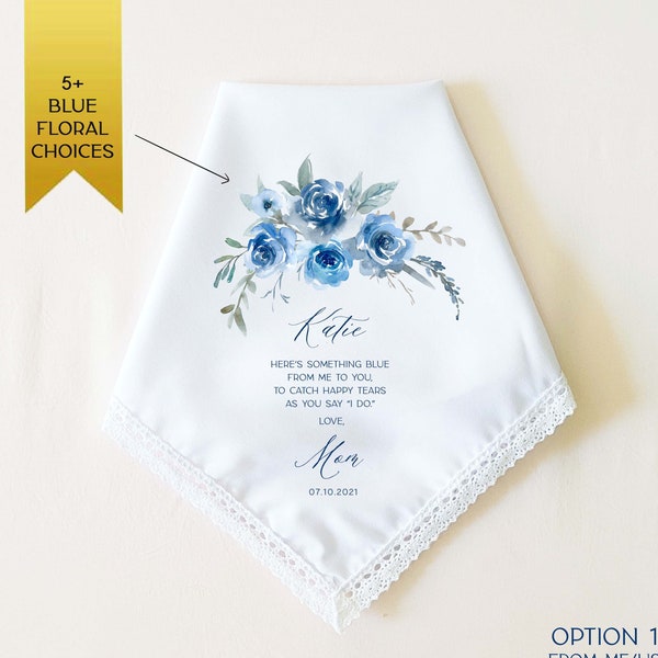 SOMETHING BLUE for Bride! Personalized Wedding Handkerchief Gift for Bride, Something Blue Gift for Bridal Shower, Gift for Bride to Be