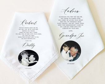 CUSTOM PHOTO Memorial Wedding Gift for Bride, for Groom, Memorial Wedding Handkerchief from Deceased Parent, Grandparent, Lost Loved One