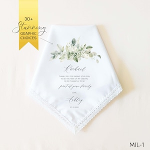 Mother In Law Wedding Gift, Mother of the Groom Gift from Bride, Personalized Wedding Handkerchief Gift for Mother In Law, Thank You Gift