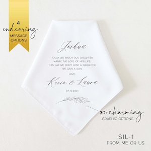 SON IN LAW Wedding Gift from Mother In Law, Personalized Wedding Handkerchief, Wedding Gift for Son In Law from In Laws, Son In Law Gift