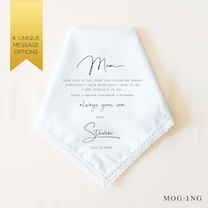 Mother of the Groom Gift, Personalized Wedding Handkerchief for Mother of the Groom, Wedding Gift for Mom from Son, Gift for Mom from Groom