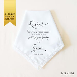 Mother In Law Wedding Gift, Mother of the Groom Gift from Bride, Personalized Wedding Handkerchief Gift for Mother In Law, Thank You Gift