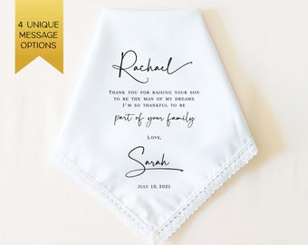 Mother In Law Wedding Gift, Mother of the Groom Gift from Bride, Personalized Wedding Handkerchief Gift for Mother In Law, Thank You Gift