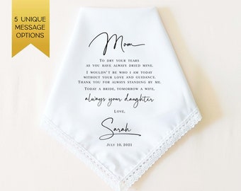 Mother of the Bride Handkerchief from the Bride, Wedding Handkerchief from Daughter, Mother of the Bride Gift from Bride, Wedding Gift Mom