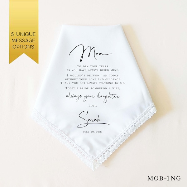 Mother of the Bride Handkerchief from the Bride, Wedding Handkerchief from Daughter, Mother of the Bride Gift from Bride, Wedding Gift Mom