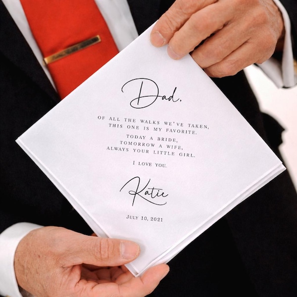 Father of the Bride Gift: Wedding Handkerchief, Wedding Gift for Father of the Bride, Wedding Keepsake