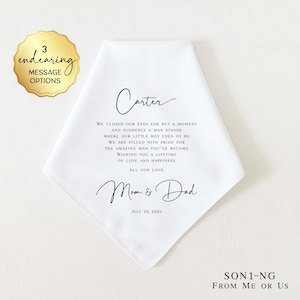 Cadeau de mariage des parents pour leur fils. Cadeau de mariage de maman pour son fils. Mouchoir de mariage personnalisé, cadeau de mariage de maman, cadeau de marié