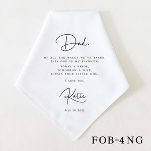 Father of the Bride Gift, Mother of the Bride Gift, Personalized Wedding Handkerchief, Wedding Gifts for Parents, Wedding Keepsake FOB-4NG ONLY