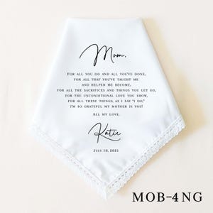 Father of the Bride Gift, Mother of the Bride Gift, Personalized Wedding Handkerchief, Wedding Gifts for Parents, Wedding Keepsake MOB-4NG ONLY
