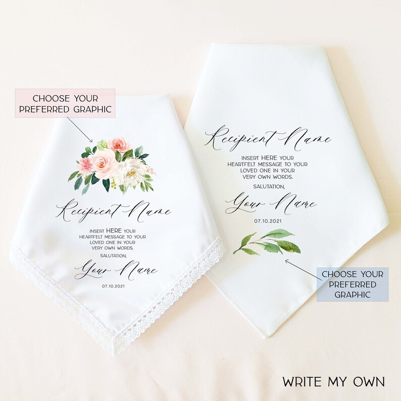 CUSTOM MESSAGE Wedding Handkerchief Gift for Parents of the Bride, Mother of the Bride Gift, Father of the Bride Gift, Parents Wedding Gift image 2