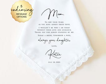 Mother of the Bride Gift, Wedding Handkerchief, Gift for Mother of the Bride, Wedding Keepsake